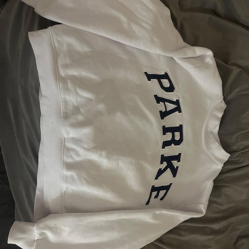 PARKE White Sweatshirt with Navy Lettering